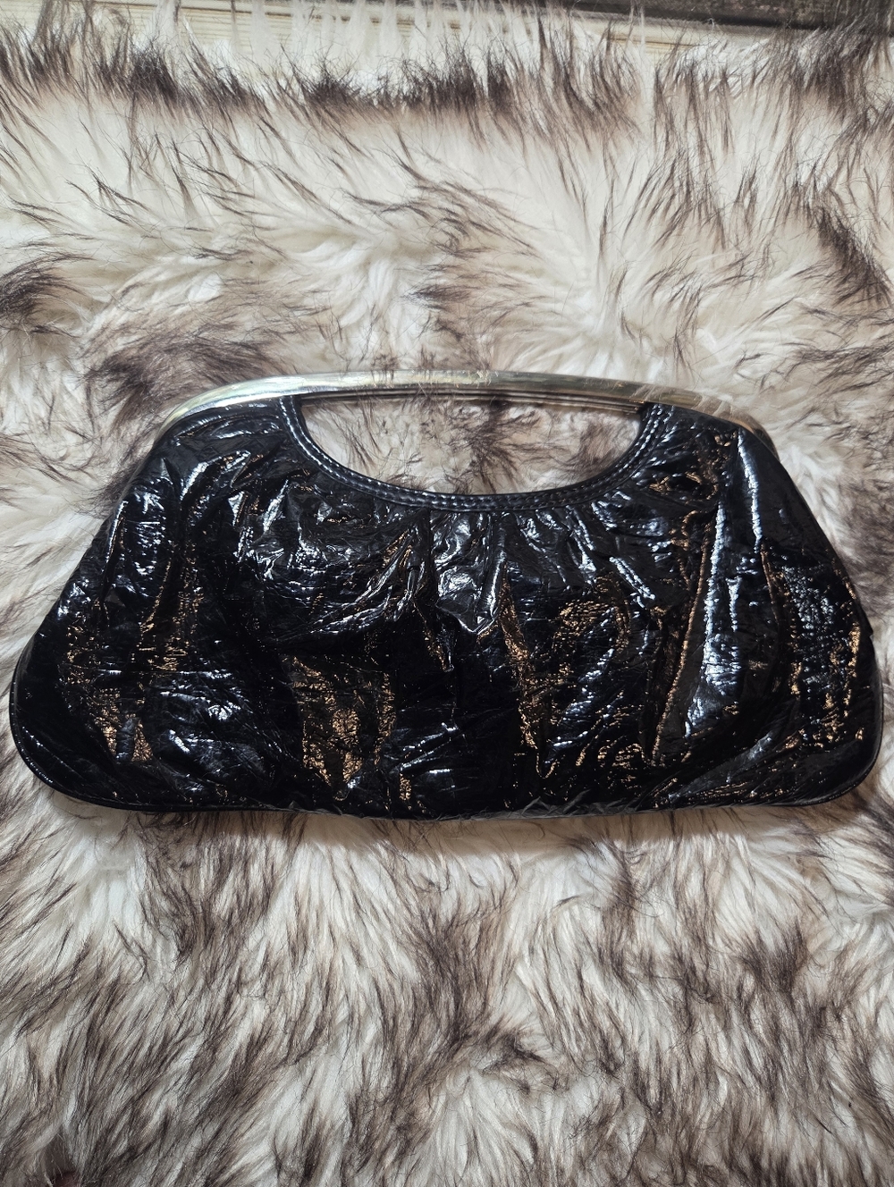Express Design Studio Black Clutch Purse Magnetic Closure & Metal Handle Vintage